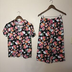 Cuddl Duds Comfort Code 2 Piece‎ Capri Pants Short Sleeve Pajama Set Petite XS